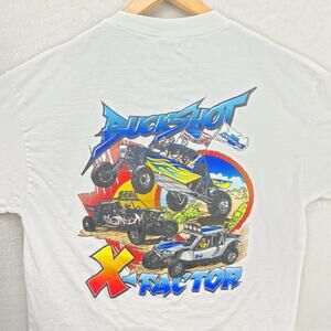 Vintage Buckshot Racing Shirt Mens XL White X-Factor Sand Rail Dune Races Y2K